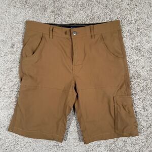 Prana Zion Shorts Mens 33x10 Gold Stretch Cargo Hiking Climbing Outdoor Nylon